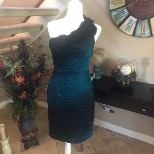 Adriana Papell Boutique Emerald Black Ombré Dress